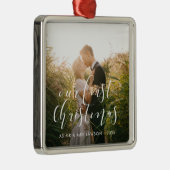 初めてのクリスマス結婚の写真 メタルオーナメント (右)