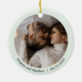 初めてのクリスマス結婚の流行性検疫マスク セラミックオーナメント (裏面)