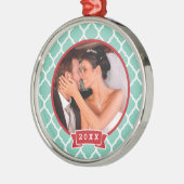 初めてのクリスマス結婚のKeepsakeフォトオーナメント メタルオーナメント (左)