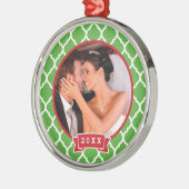 初めてのクリスマス結婚のKeepsakeフォトオーナメント メタルオーナメント (左)