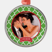 初めてのクリスマス結婚のKeepsakeフォトオーナメント メタルオーナメント (正面)