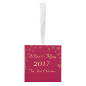 初めてのクリスマス結婚のPhoto Cubeオーナメント キューブオーナメント (右)