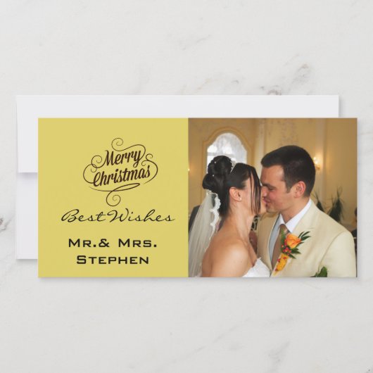 初めてのクリスマス結婚ズの写真カード(黄色) シーズンカード (正面)