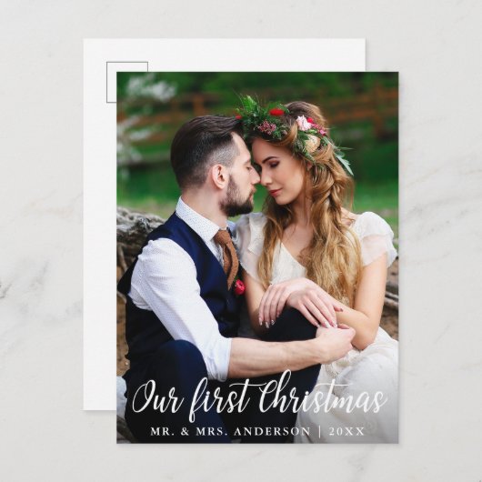 初めてのクリスマス結婚ズカップル写真 ポストカード (正面/裏面)