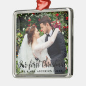 初めてのクリスマス結婚ズフォトスクエア メタルオーナメント (左)