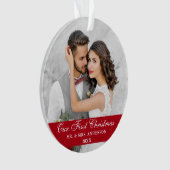 初めてのクリスマス結婚ズ·フォトレッド オーナメント (正面)