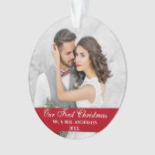 初めてのクリスマス結婚ズ·フォトレッド オーナメント (正面)