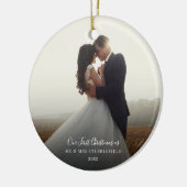 初めてのクリスマス結婚式の日写真書道 セラミックオーナメント (左)