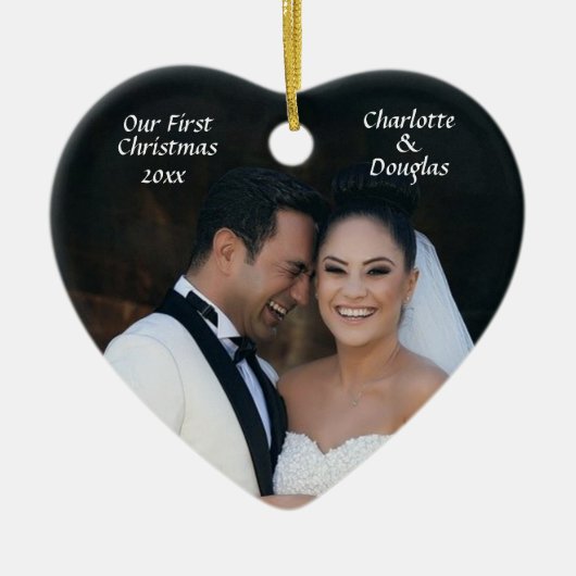 初めてのクリスマス結婚 – の写真 –  セラミックオーナメント (正面)