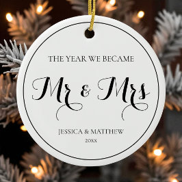 初めてのクリスマス結婚 Mr&Mrs シンプルエレガント セラミックオーナメント