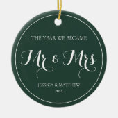 初めてのクリスマス結婚 Simple Elegant Mr and Mrs セラミックオーナメント (正面)