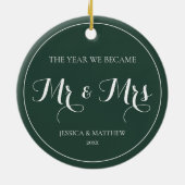 初めてのクリスマス結婚 Simple Elegant Mr and Mrs セラミックオーナメント (裏面)