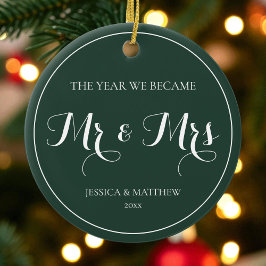初めてのクリスマス結婚 Simple Elegant Mr and Mrs セラミックオーナメント