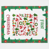 初めてのクリスマス色シンボルフローラ縁ど冬 フリースブランケット (正面(横))
