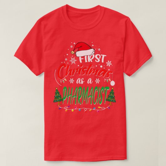 初めてのクリスマス薬局おもしろい第1クリスマ Tシャツ (デザイン正面)