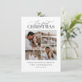 初めてのクリスマス赤い格子模様の写真のコラージュモダン サンキューカード (スタンド正面)