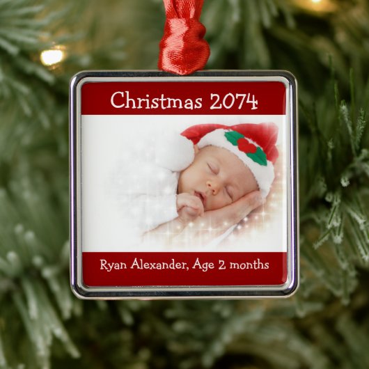 初めてのクリスマス赤と白フォトオーナメント メタルオーナメント (ツリー)