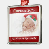 初めてのクリスマス赤と白フォトオーナメント メタルオーナメント (左)