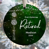 初めてのクリスマス退職したエレガントグリーングリッター セラミックオーナメント