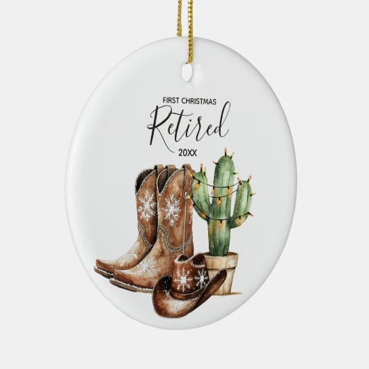 初めてのクリスマス退職したカウボーイサボクサボキープサケ セラミックオーナメント (右)