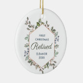 初めてのクリスマス退職したグパーソナライズされたリー葉ズ セラミックオーナメント (右)