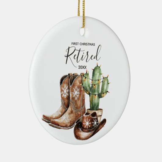 初めてのクリスマス退職したサボカウボーギフト セラミックオーナメント (右)