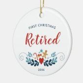 初めてのクリスマス退職したパーソナライズされたキュートフェスティバル セラミックオーナメント (左)
