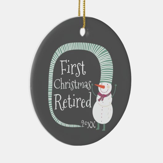 初めてのクリスマス退職したパーソナライズされたキュート雪だるま セラミックオーナメント (右)