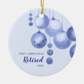 初めてのクリスマス退職したパーソナライズされたクリスマスバウブル セラミックオーナメント (正面)