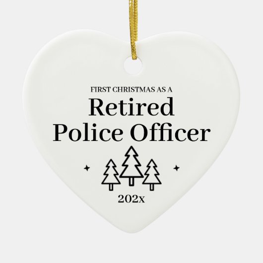 初めてのクリスマス退職した警察官の退職 セラミックオーナメント (正面)