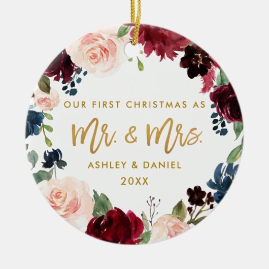 初めてのクリスマス金ゴールドフローラ |戻る写真 セラミックオーナメント (正面)