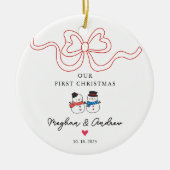 初めてのクリスマス雪だるまクリスマス セラミックオーナメント (正面)