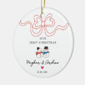 初めてのクリスマス雪だるまクリスマス セラミックオーナメント (左)