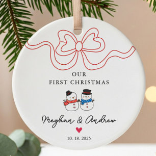 初めてのクリスマス雪だるまクリスマス セラミックオーナメント