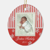 初めてのクリスマス雪片レッド セラミックオーナメント (左)