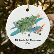 初めてのクリスマス飛行機ツリーツアーパーソナライズド
