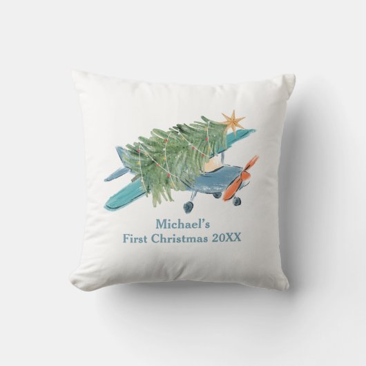 初めてのクリスマス飛行機旅行特別記念 クッション (正面)