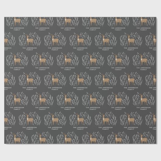 初めてのクリスマス黒トナカイエレガントファミリー ラッピングペーパー (フラット)