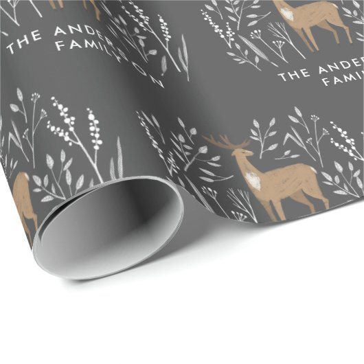 初めてのクリスマス黒トナカイエレガントファミリー ラッピングペーパー (ロールコーナー)