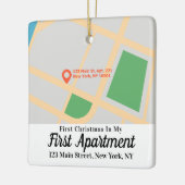 初めてのクリスマス1stアパートメントアドレスカスタムのマップ セラミックオーナメント (左)