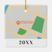 初めてのクリスマス1stアパートメントアドレスカスタムのマップ セラミックオーナメント (裏面)