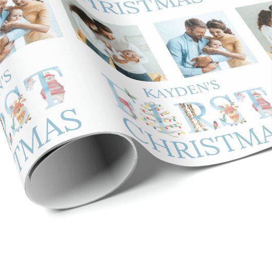 初めてのクリスマス2フォトカワイトアニマルタイポグラフィ ラッピングペーパー (ロールコーナー)