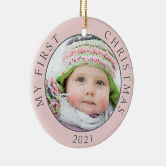 初めてのクリスマス2写真テンプレート休日 セラミックオーナメント (右)