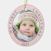 初めてのクリスマス2写真テンプレート休日 セラミックオーナメント (左)