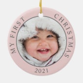 初めてのクリスマス2写真テンプレート休日 セラミックオーナメント (裏面)