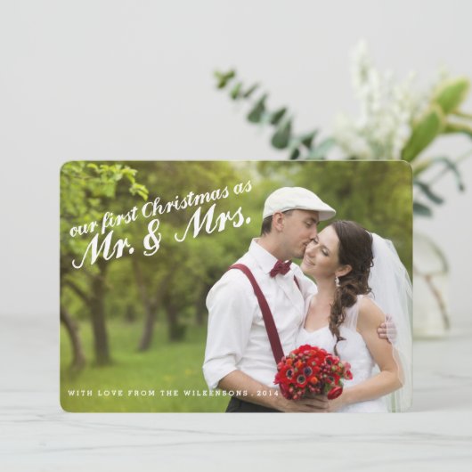 初めてのクリスマス2枚の写真カード シーズンカード (スタンド正面)