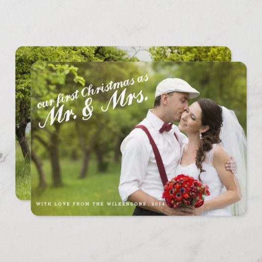 初めてのクリスマス2枚の写真カード シーズンカード (正面/裏面)