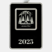 初めてのクリスマス2025カスタム年3人の家族 シルバープレートフレームオーナメント (正面)