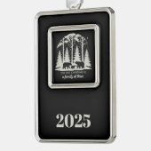 初めてのクリスマス2025カスタム年3人の家族 シルバープレートフレームオーナメント (左)