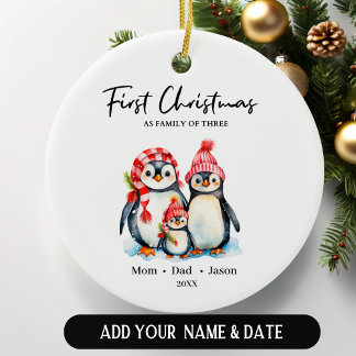 初めてのクリスマス3ペンギン科 セラミックオーナメント